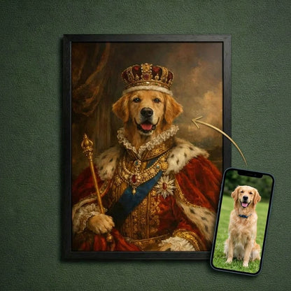 Personalised AI Royal Pet Portrait - Custom Dog King & Queen Poster - Unique Canvas Gift UK